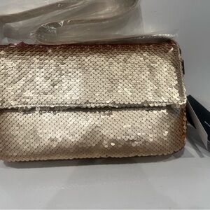 Nicole Miller Gold Sequined Shoulder Bag NWT